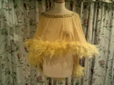 Buy Drag Queen/Cabaret Yellow Chiffon Cape With Yellow Feathers ONE SIZE • 38.99£