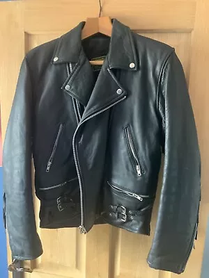 Buy Black Leather Tasselled Motorcycle Jacket Brando Style Size 40 • 65£