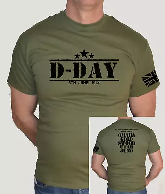 Buy D-day ,1944,army,normandy, Military,ww2,churchill,uk Flag,fun T Shirt • 14.99£