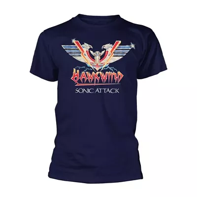 Buy HAWKWIND - SONIC ATTACK (NAVY) BLUE T-Shirt Small • 17.13£