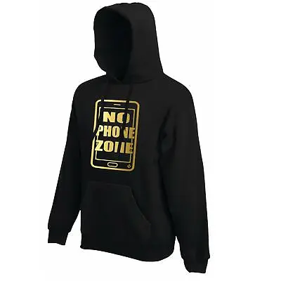 Buy Unisex Black No Phone Zone Connect Mobile Telephone App Device Hoodie • 21.95£
