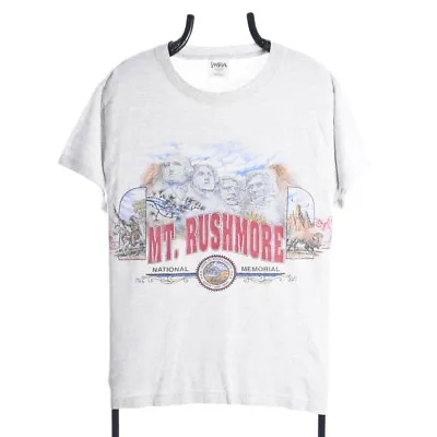 Buy Vintage 1992 Mount Rushmore T-Shirt Grey Medium • 8£