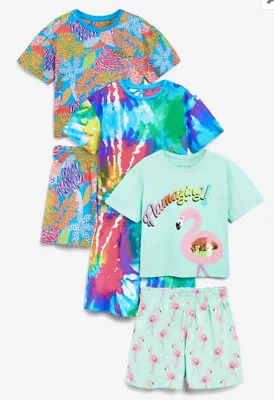 Buy BNWT NEXT Size 4 (3-4 Years) Girls Flamingo Sequin Shorts Summer Pyjamas PJs • 20£