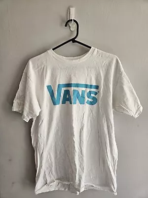 Buy Vans White And Blue Logo T-Shirt - Medium • 10£