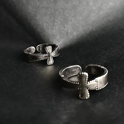 Buy Goth Jewellery Sterling Silver Cross Ring Punk Gothic Rings • 28.99£