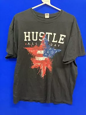 Buy Graphic Black  Hustle All Day  T Shirt - Chest Size 44  • 7.50£