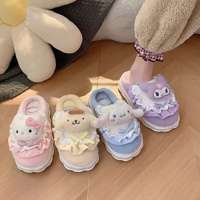 Buy Sanrio Hello Kitty Cotton Slippers My Melody Winter Thick Sole Slides Gift Shoes • 14.90£