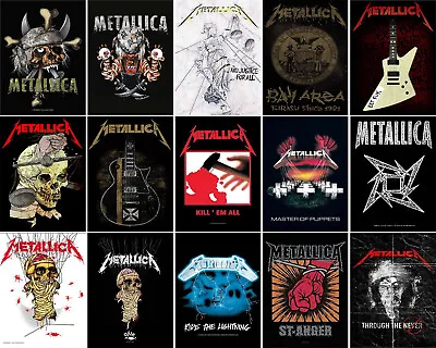 Buy Metallica Poster Master Of Puppets Justice For All Band Logo Textile Flag • 15.95£