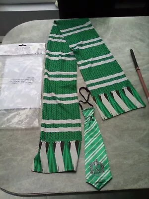Buy Harry Potter Slytherin Scarf Tie And Wand Accessory Pack Fancy Dress Warner Bros • 6.50£