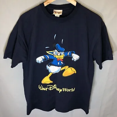 Buy Mens Walt Disney World Donald Duck Retro 90s Navy Graphic T-Shirt Tee Size M • 10.44£