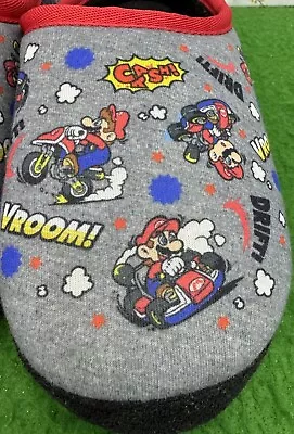 Buy Super Mario Kart Nintendo Game Slippers Kids UK 3 Slip On Red & Grey Rare Next • 6.49£