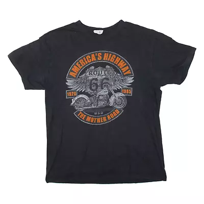 Buy JHK Route 66 Mens Biker T-Shirt Black Short Sleeve USA M • 5.99£