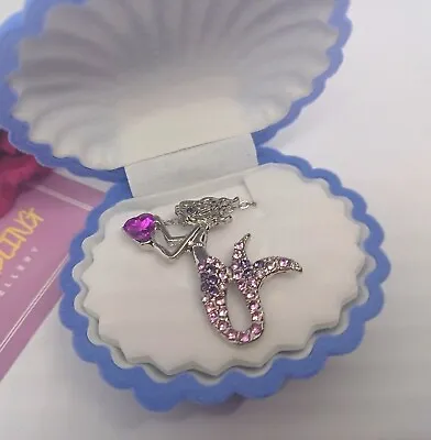 Buy Mermaid Pendant Necklace Purple With Shell Gift Box Cheap Jewellery • 9£