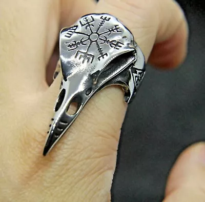 Buy Viking Raven Ring Stainless Steel Celtic Norse Pagan Jewelry Ring 3D Viking Ring • 11.95£