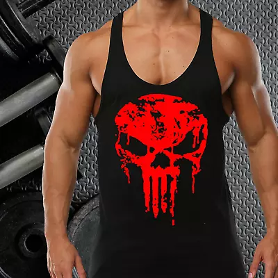 Buy Skull Gym Gym Vest Stringer Bodybuilding Muscle Training Top Fitness Singlet • 8.99£