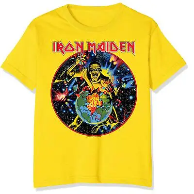 Buy Iron Maiden T Shirt World Piece Tour Circle Band Logo New Official Unisex Yellow • 15.48£
