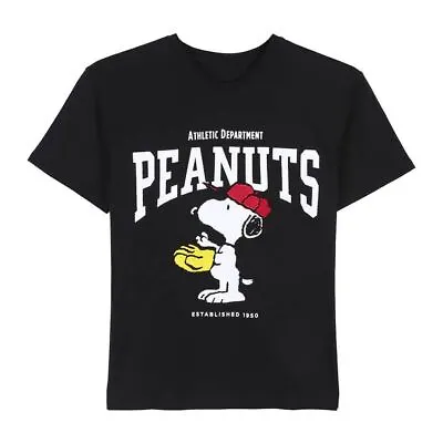 Buy Women's Peanuts Snoopy Black Crew Neck T-Shirt - 100% Cotton - Sizes XS To XL • 12.95£