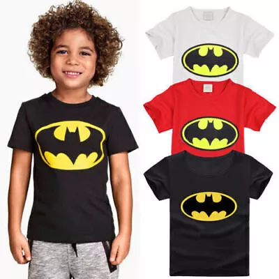 Buy Batman Kids Cartoon T-Shirt Logo Boys Girls Childrens DC Comics Superhero Tops • 8.49£