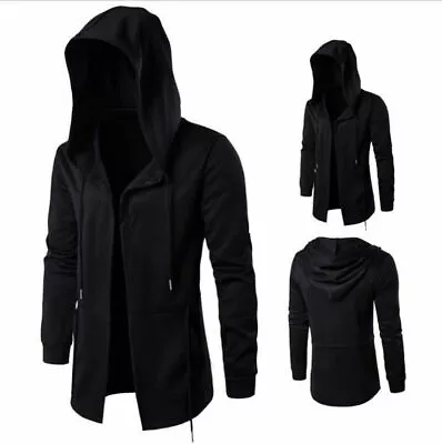 Buy Hooded Jacket Long Cardigan Black Ninja Goth Punk Hoodie Coat Gothic Cloak Men  • 22.70£