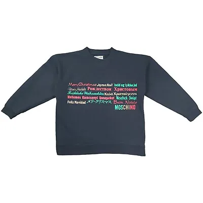 Buy Moschino Jeans Women Black Bilingual Christmas Crew Neck Sweater Size M Vintage • 35£