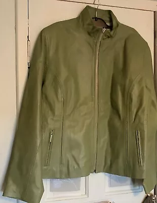 Buy Ladies Plus Size Apple Green Biker Style Real Leather Jacket. 3xl.  Fit 18/20 • 34.99£