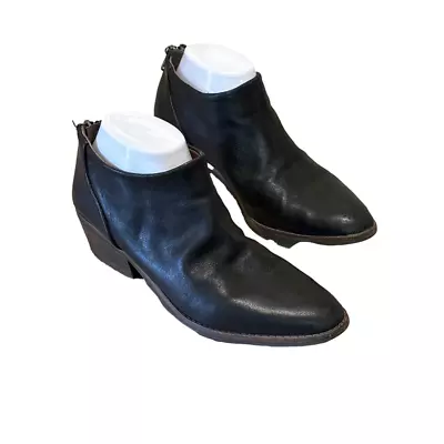 Buy Lucky Brand Sz 8.5 Lekai Black Leather Dressy Edgy Ankle Booties Boots Women • 28.34£