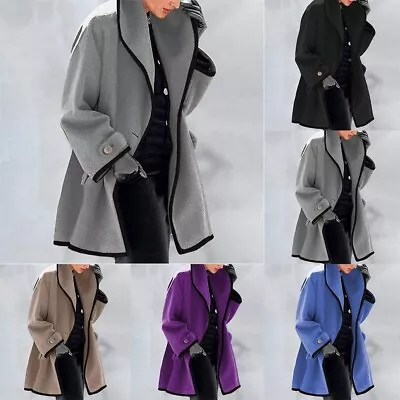Buy Ladies Winter Trench Jacket Coat Stylish Solid Color Overcoat With Hood • 19.93£