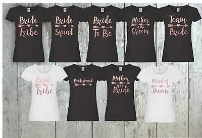 Buy Bride To Be  Hen Do Tribe Hen Party T Shirts Rose Gold Printed Personalised TOPS • 8.98£
