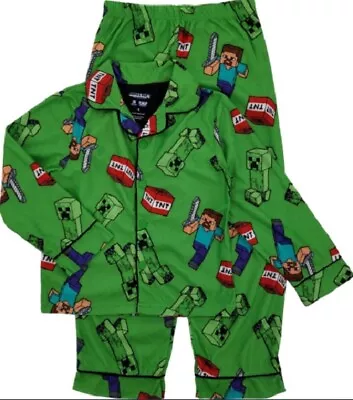 Buy Minecraft Pajama Coat TNT Steve Creeper 2-Piece Set Mojang Sleepwear Size 10 • 23.67£