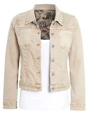 Buy Womens Size 14 12 10 8 Stretch Denim Jacket Reversible Jean Jackets Khaki Stone • 32.95£