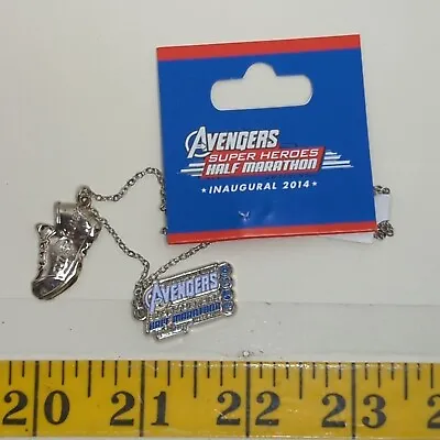 Buy Disney Avengers Super Heroes Half Marathon Necklace Inaugural 2014 Silver Tone • 16.61£