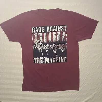 Buy Rage Against The Machine Tshirt Men’s Medium Burgundy 90s Band Tee HOLES • 19.23£