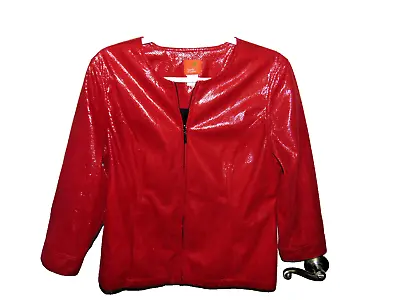 Buy HEARTS OF PALM RED SNAKESKIN Look SZ 12 Zipper Jacket Blouse Mach. Washable (C) • 9.47£