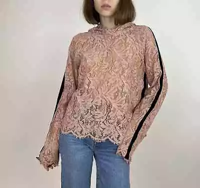 Buy MSGM Lace Hooded Top Sweatshirt Hoodie Size 40 • 71.04£