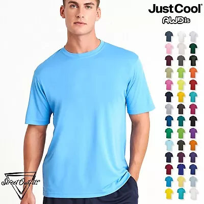 Buy Mens Quick Dry T-Shirt Short Sleeve Sports Gym Polyester Top Tee Training AWDis • 7.35£