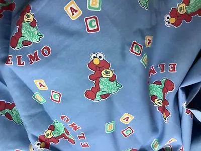 Buy Lt Blue Vintage Sesame Street Baby Elmo With Blocks Cotton Blend Fabric PER YARD • 9.44£