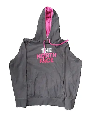 Buy The North Face Hoodie Womens Large Dark  Grey Spellout Ladies Hooded Sweatshirt • 19.03£