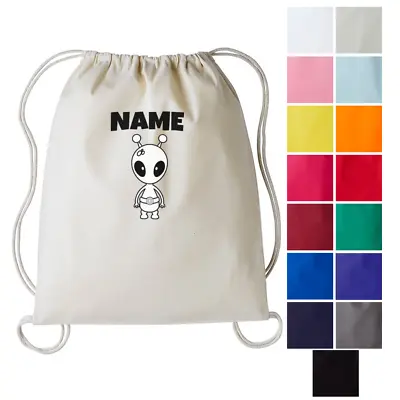Buy Personalised Alien PE Bag Any Name Kids Drawstring Gymsac Swimming School Sport • 11.35£
