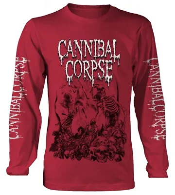 Buy Cannibal Corpse Pile Of Skulls 2018 Red Long Sleeve Shirt • 30.39£