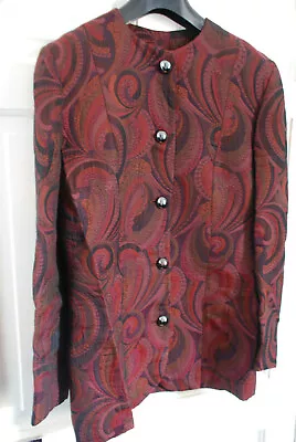 Buy Carla Gothic Jacket Medium Red Purple Pink Paisley Italian Tejidos Bordogna 42 • 15.99£