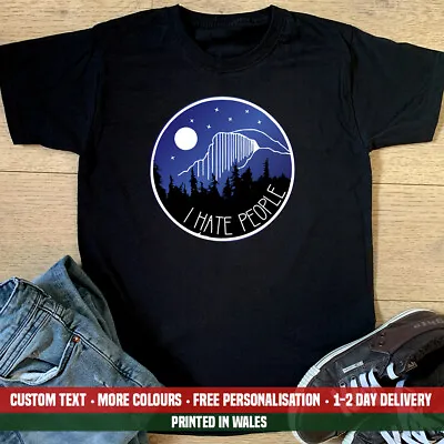 Buy Mountains I Hate People T Shirt Funny Camping Static Tourer Camper Van Gift Top • 13.99£