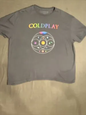 Buy Coldplay Music Of The Spheres 2022 Tour 2XL Tee Shirt Gray Front & Back Print • 17£
