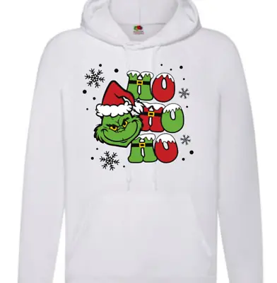 Buy Ho Ho Ho Christmas Grinch Hoody Xmas Festive Unisex Hoodie White Hoody UK Women • 19.99£