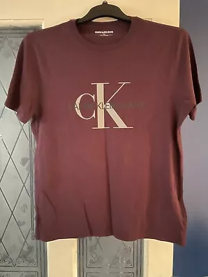 Buy MENS DEEP PURPLE With LOGO TO FRONT OF T-SHIRT - CALVIN KLEIN - SIZE M • 10£