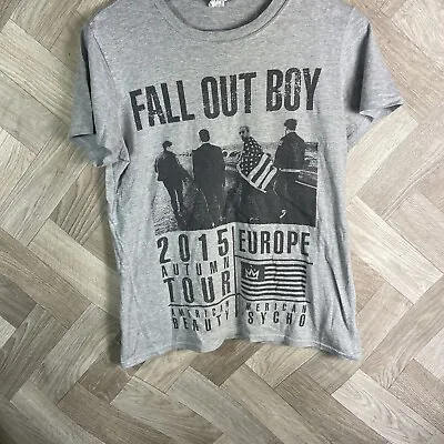 Buy FALL OUT BOY T Shirt 2015 Tour Grey Short Sleeved Band Mens  Small • 12.99£