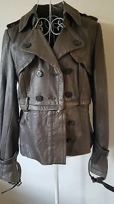 Buy *iconic* Allsaints Steampunk Edgy Leroy Taupe Leather Jacket Uk 10 Us 8 Rrp £395 • 198£
