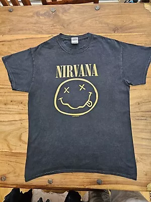 Buy Vintage Nirvana Gildan Double Stitch Heavy Cotton Smiley T Shirt. Medium RARE! • 5.50£