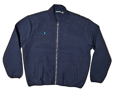 Buy Barclays Bank Staff Uniform  Bomber Jacket Mens XL Blue Quited Style Softshell • 30£