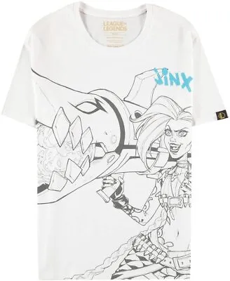 Buy League Of Legends Jinx Men's T-Shirt White XL 100% Cotton Esports, Fan Merch, • 35.14£