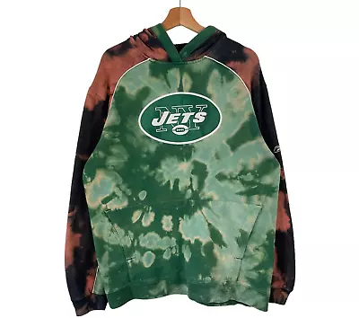 Buy New York Jets Hoodie Reebok Sweatshirt Bleach Dye Mens M NFL Logo Casual • 21.98£